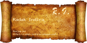 Radak Indira névjegykártya